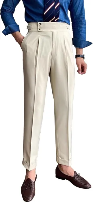 DGHM-JLMY Mens Chinos Cotton Pants Casual Business Stretchy Tapered Trousers High Waisted Slim Fit Dress Pants