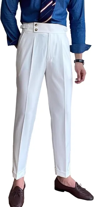 DGHM-JLMY Mens Chinos Cotton Pants Casual Business Stretchy Tapered Trousers High Waisted Slim Fit Dress Pants
