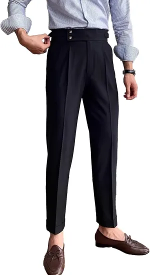 DGHM-JLMY Mens Chinos Cotton Pants Casual Business Stretchy Tapered Trousers High Waisted Slim Fit Dress Pants