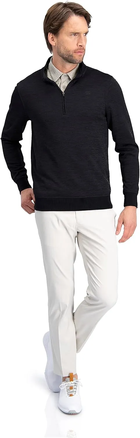 Dry Fit Pullover Sweaters for Men - Quarter Zip Fleece Golf Jacket - Tailored Fit