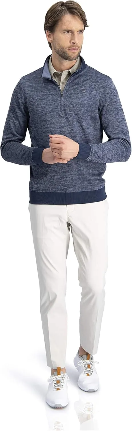 Dry Fit Pullover Sweaters for Men - Quarter Zip Fleece Golf Jacket - Tailored Fit