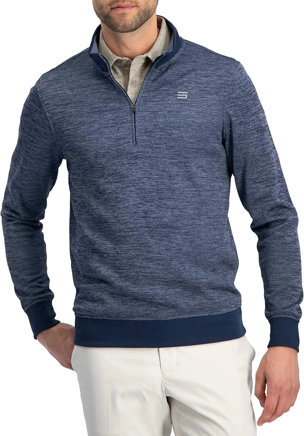 Dry Fit Pullover Sweaters for Men - Quarter Zip Fleece Golf Jacket - Tailored Fit
