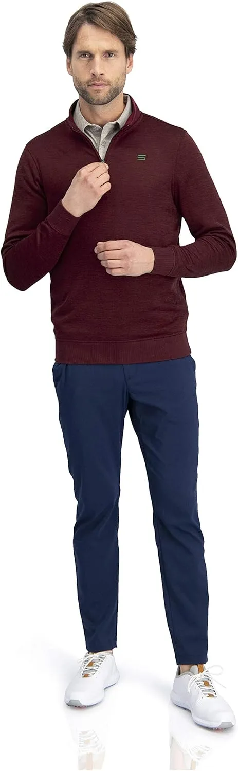 Dry Fit Pullover Sweaters for Men - Quarter Zip Fleece Golf Jacket - Tailored Fit