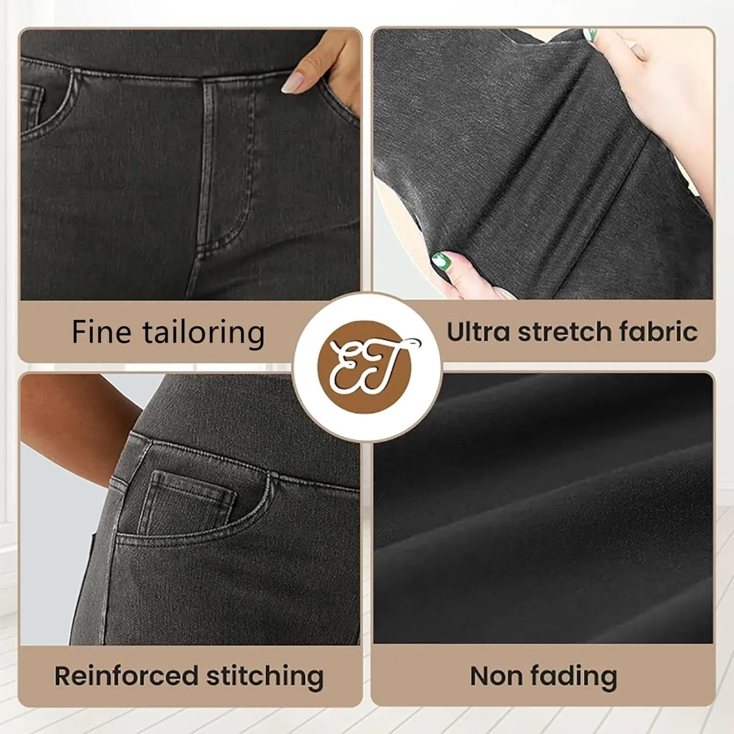 Easetrousers - High Waisted Multi-pocket Straight Leg Stretchy Pants Women's Casual Wide Leg Long Trousers
