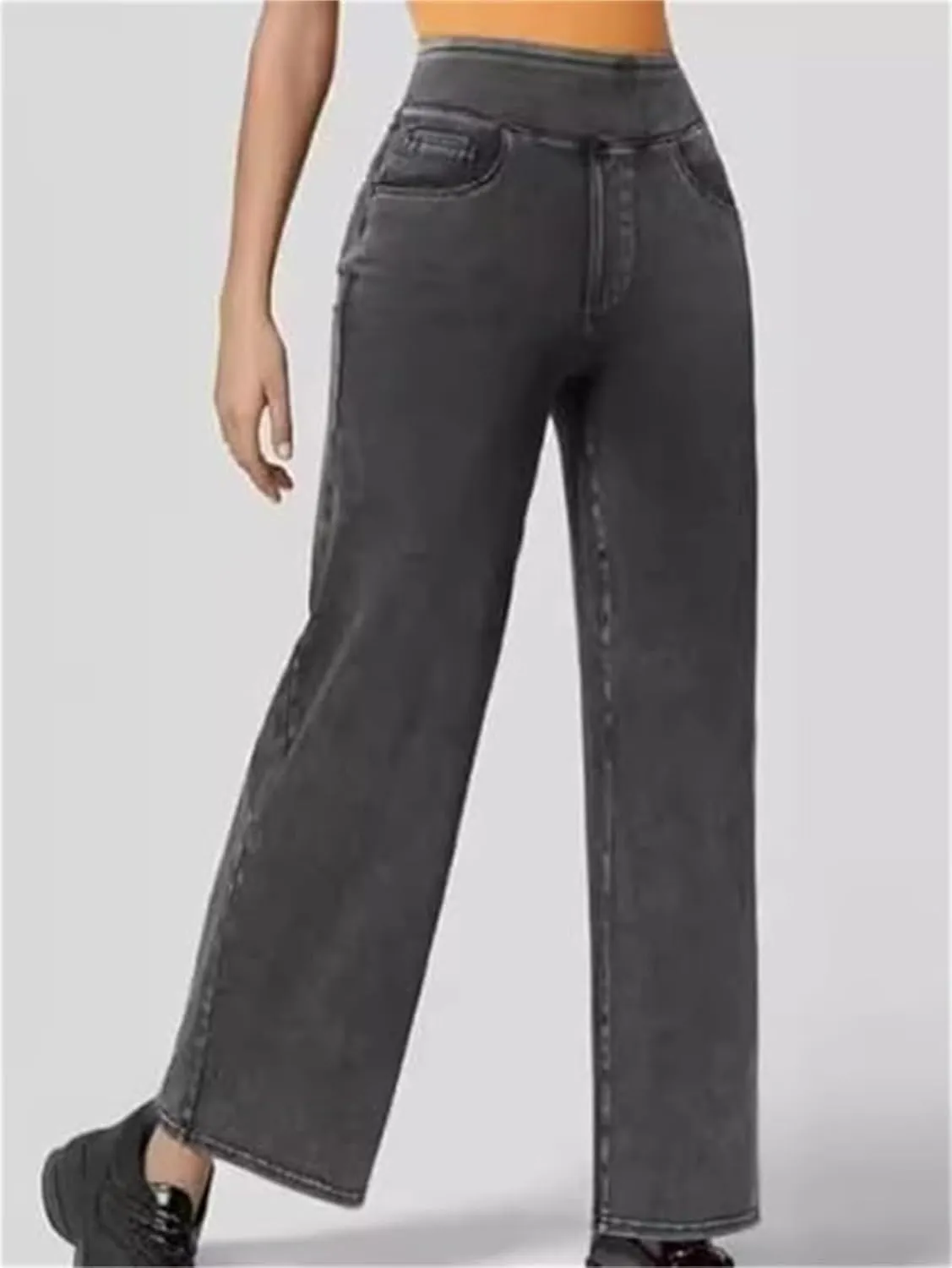 Easetrousers - High Waisted Multi-pocket Straight Leg Stretchy Pants Women's Casual Wide Leg Long Trousers