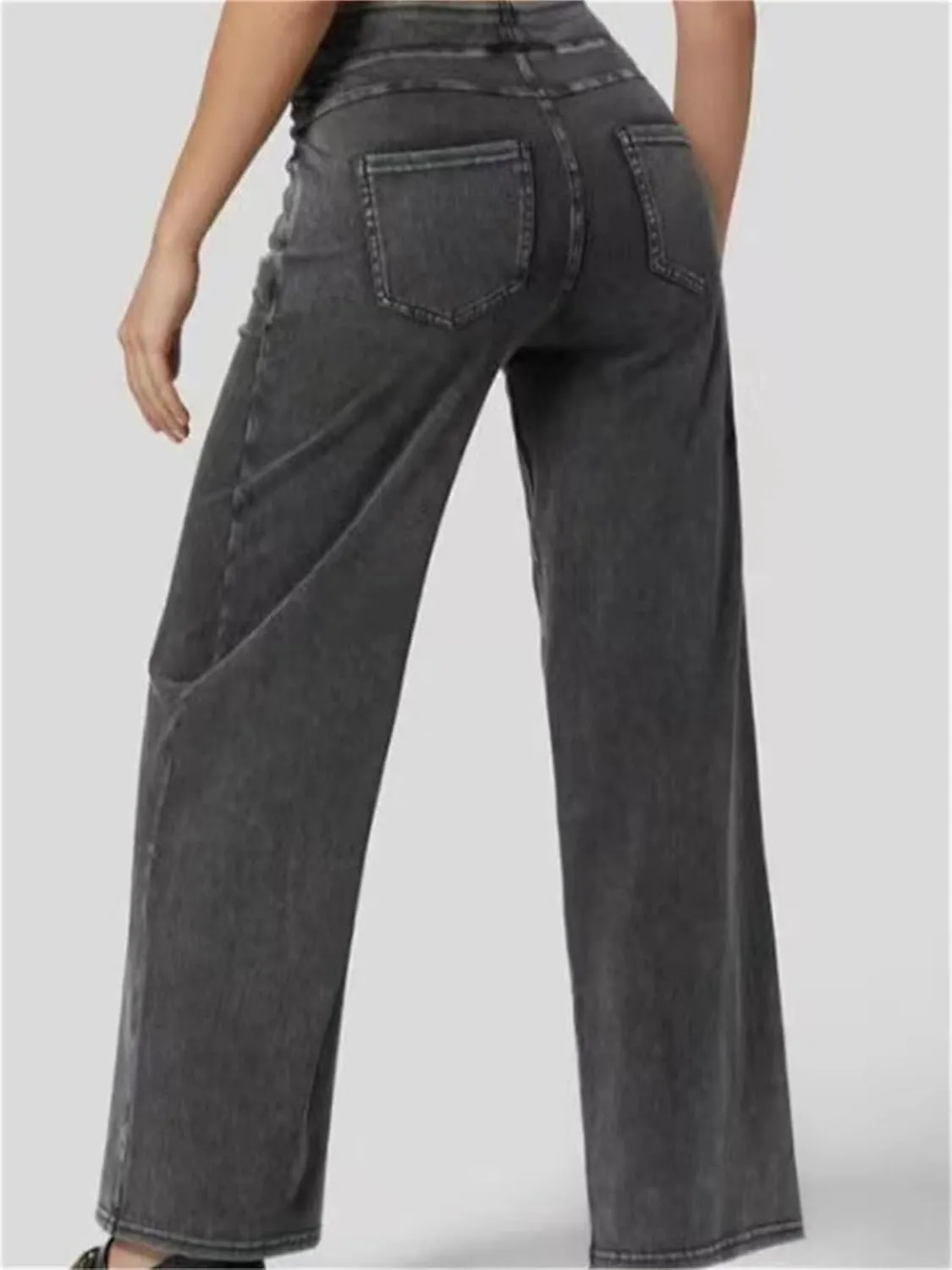 Easetrousers - High Waisted Multi-pocket Straight Leg Stretchy Pants Women's Casual Wide Leg Long Trousers