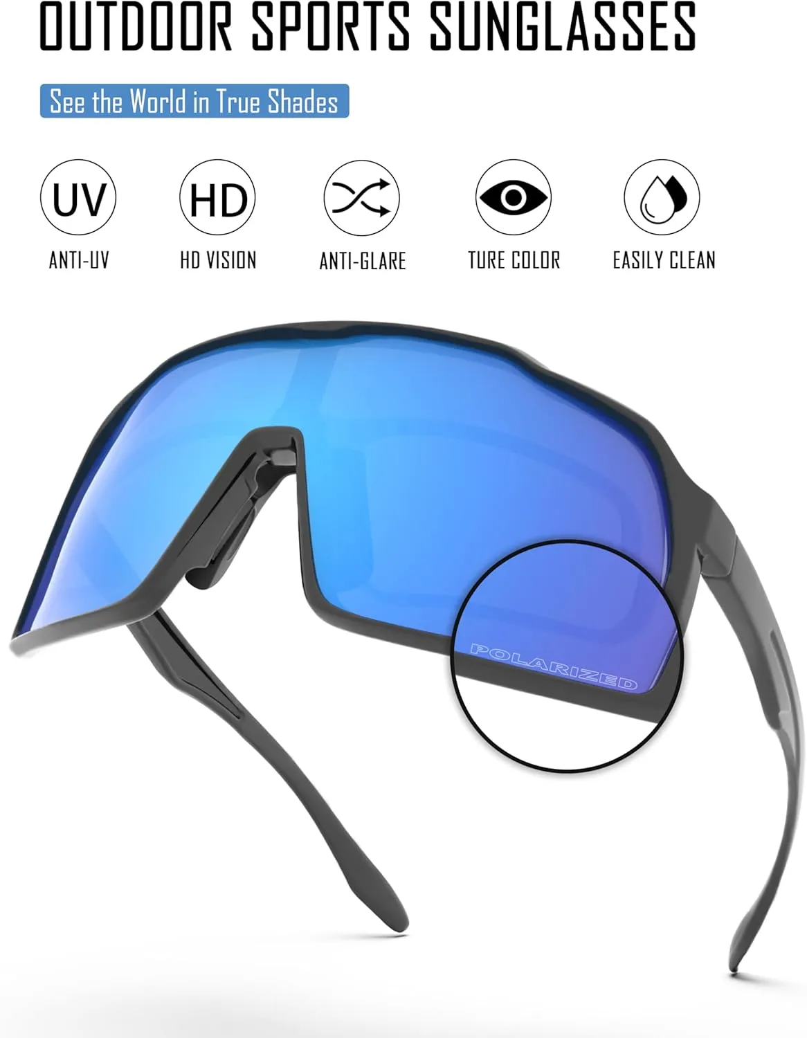 Ensky Aurivon Unisex Sports UV Protection Sunglasses Polarized Cycling with Nose Pads and Rx Insert Optical Adaptor
