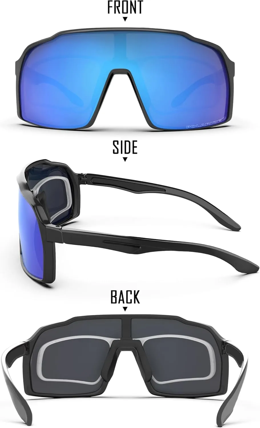 Ensky Aurivon Unisex Sports UV Protection Sunglasses Polarized Cycling with Nose Pads and Rx Insert Optical Adaptor