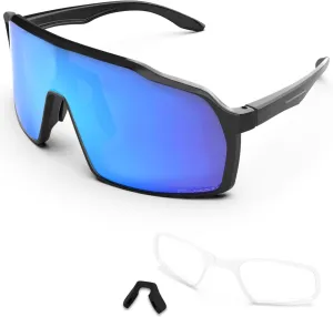 Ensky Aurivon Unisex Sports UV Protection Sunglasses Polarized Cycling with Nose Pads and Rx Insert Optical Adaptor