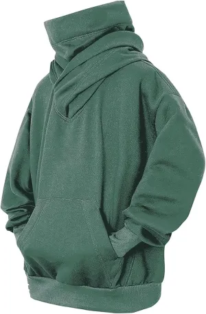 Fashion Fleece Hoodies for Men Cowl Neck Sweatshirts Pullover Fall Winter Loose Fit Hooded Tops for Men