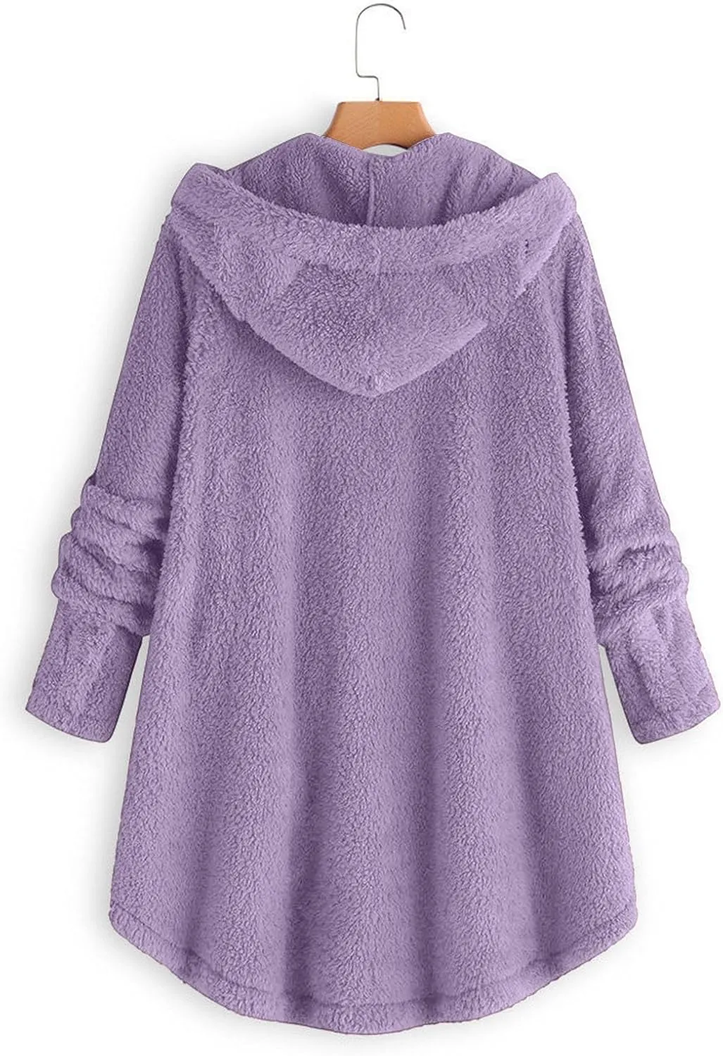 Fleece Jackets for Women,Women Plus Size Button Plush Tops Hooded Patchwork Loose Cardigan Wool Coat Winter Jacket