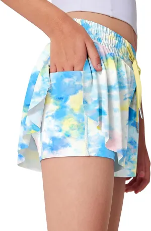 Girls Flowy Athletic Shorts Running Tennis Active Butterfly Shorts Double Layer with Pockets Quick-Drying Shorts