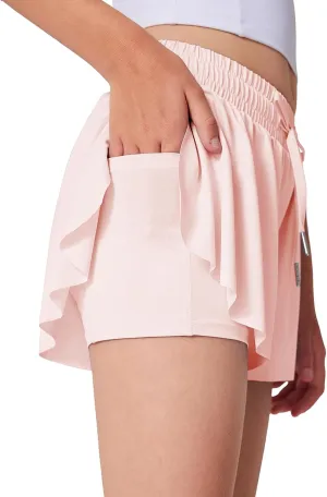 Girls Flowy Athletic Shorts Running Tennis Active Butterfly Shorts Double Layer with Pockets Quick-Drying Shorts