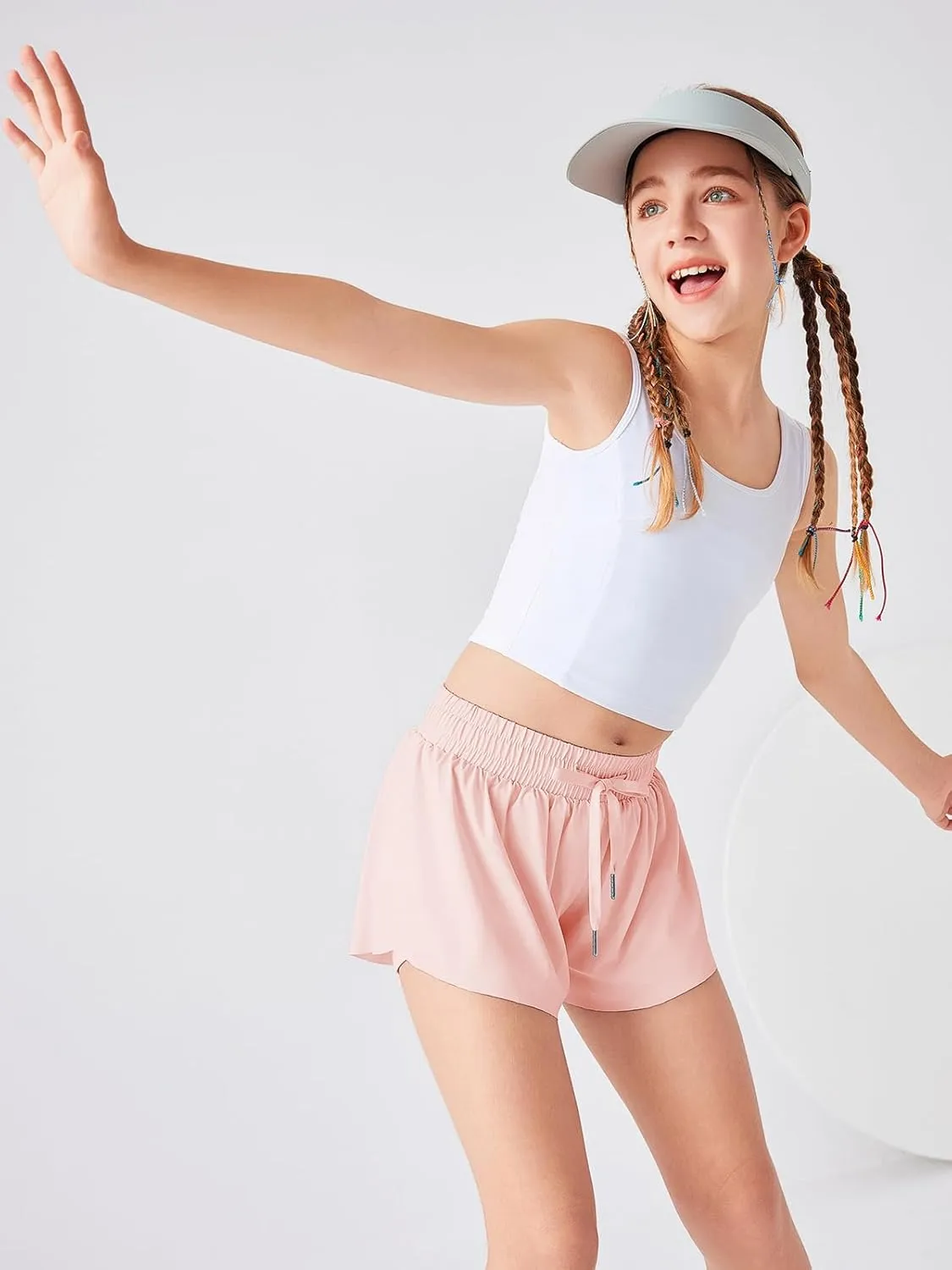 Girls Flowy Athletic Shorts Running Tennis Active Butterfly Shorts Double Layer with Pockets Quick-Drying Shorts