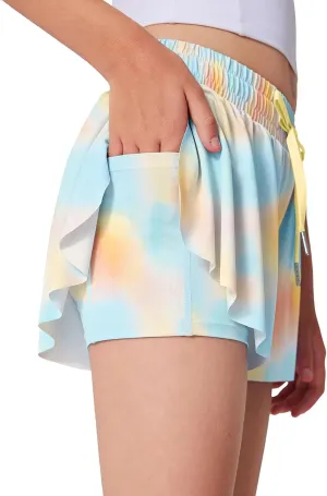 Girls Flowy Athletic Shorts Running Tennis Active Butterfly Shorts Double Layer with Pockets Quick-Drying Shorts