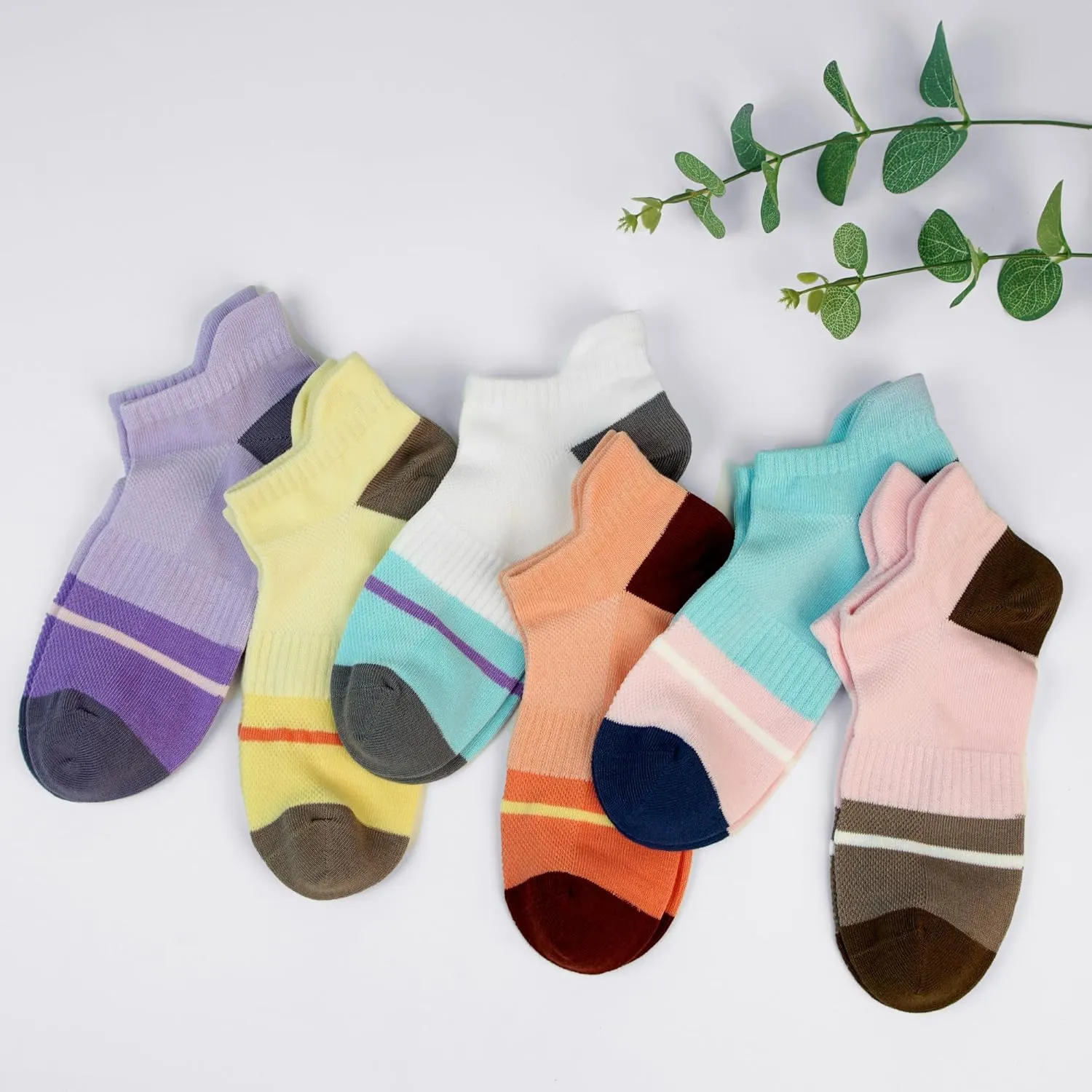 Gonii Women's Ultra-Thin Lightweight No-Show Ankle Socks - Seamless Toe Design, Non-Slip Arch Band (6 Pairs) for Running
