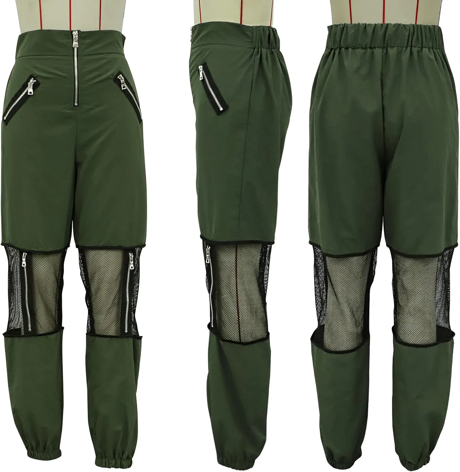 GUOLEZEEV Women Mesh Stitching Jogger Pants Relax Fit Fashion Hiphop Dance Trouser