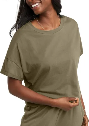 Hanes Women's Originals Boxy Cropped T-Shirt with Rolled Sleeves, 100% Cotton Crop Top