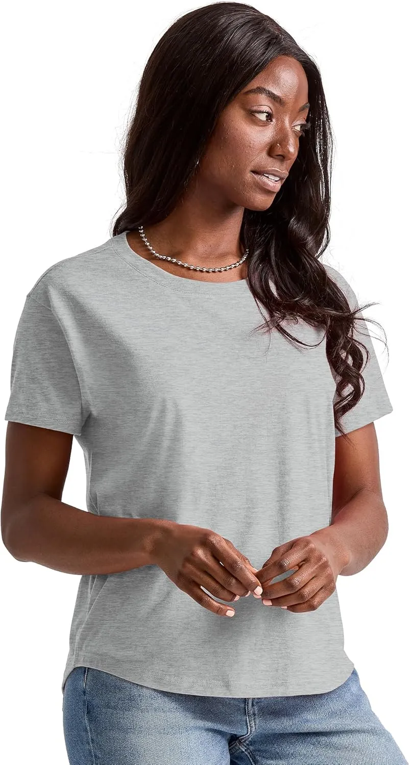 Hanes Women's Originals Oversized T-Shirt, Cotton Crewneck Tee for Women, Plus