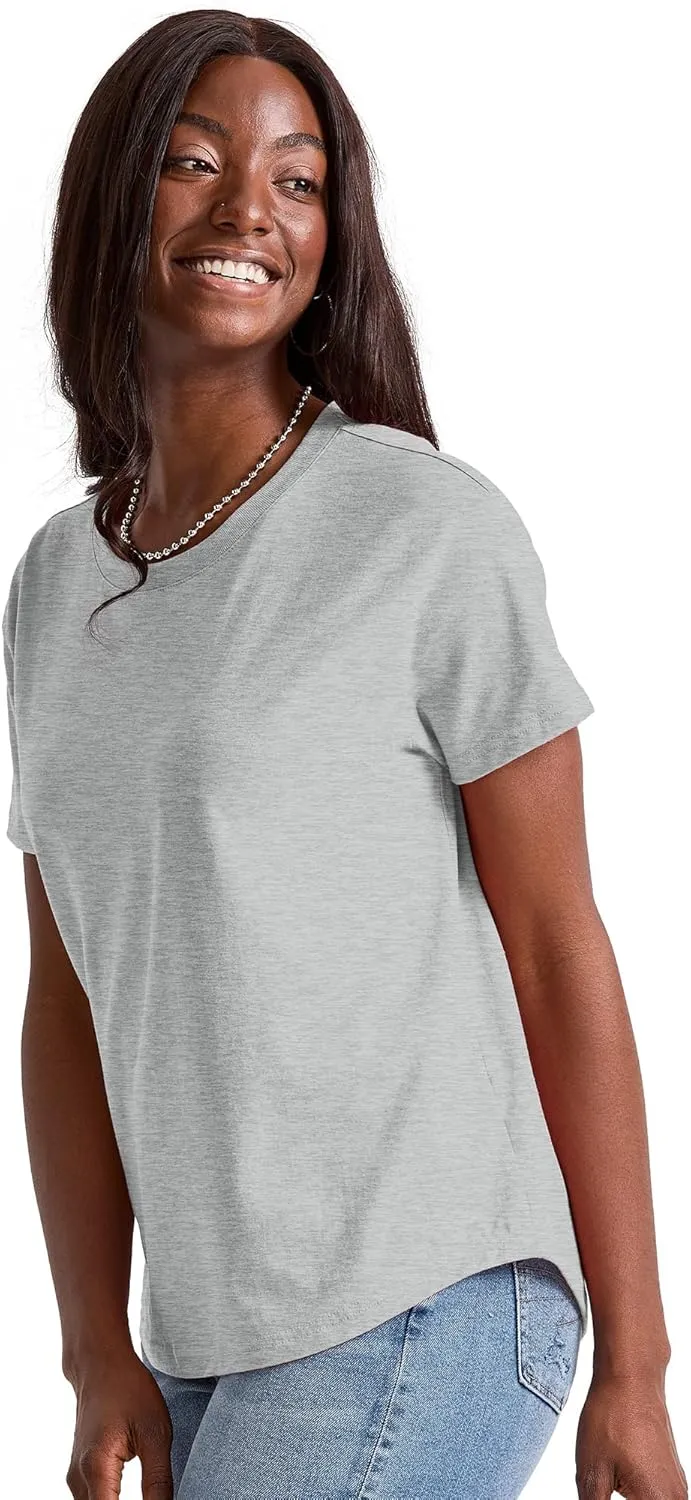 Hanes Women's Originals Oversized T-Shirt, Cotton Crewneck Tee for Women, Plus