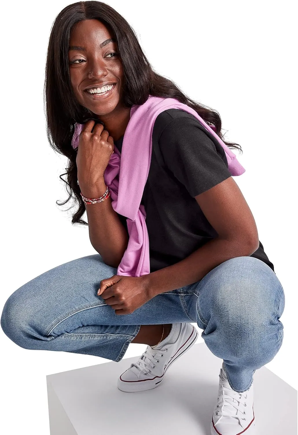 Hanes Women's Originals Oversized T-Shirt, Cotton Crewneck Tee for Women, Plus