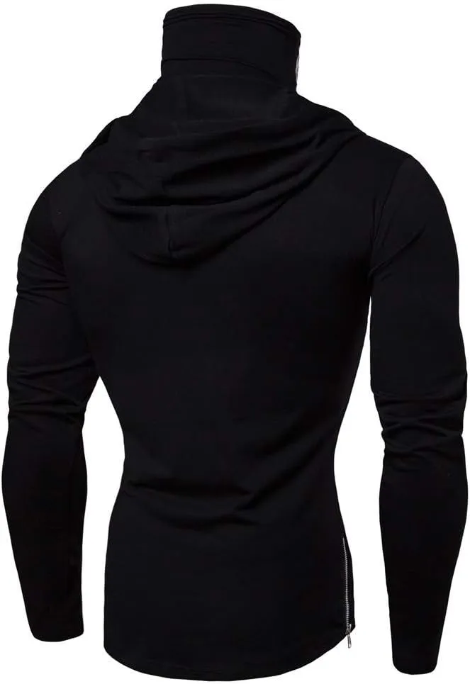 Hipster Workout Hooded Tops with Mask Novelty Casual Long Sleeve Hoodies Shirts Muscle Training Outdoor Pullover