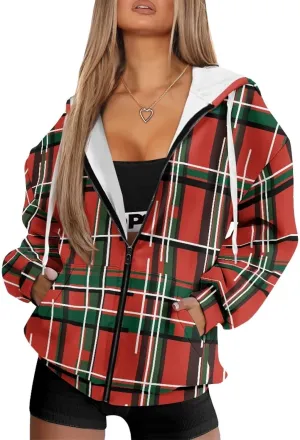 Horeset Sweatshirt for Women Zip up Hoodie Loose Fitting Pullover Tops Athletic Clothing with Pocket