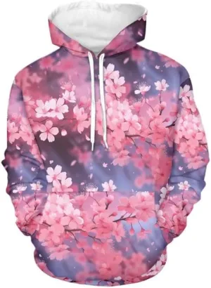 Irisjudy Island Flowers Leaves Women's Casual Hoodies Plus Size XS-6XL, Fractal Art Hooded Tops Girls Fall Spring Sweatshirt
