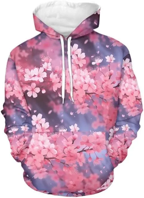 Irisjudy Island Flowers Leaves Women's Casual Hoodies Plus Size XS-6XL, Fractal Art Hooded Tops Girls Fall Spring Sweatshirt
