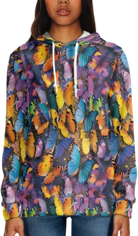Irisjudy Island Flowers Leaves Women's Casual Hoodies Plus Size XS-6XL, Fractal Art Hooded Tops Girls Fall Spring Sweatshirt
