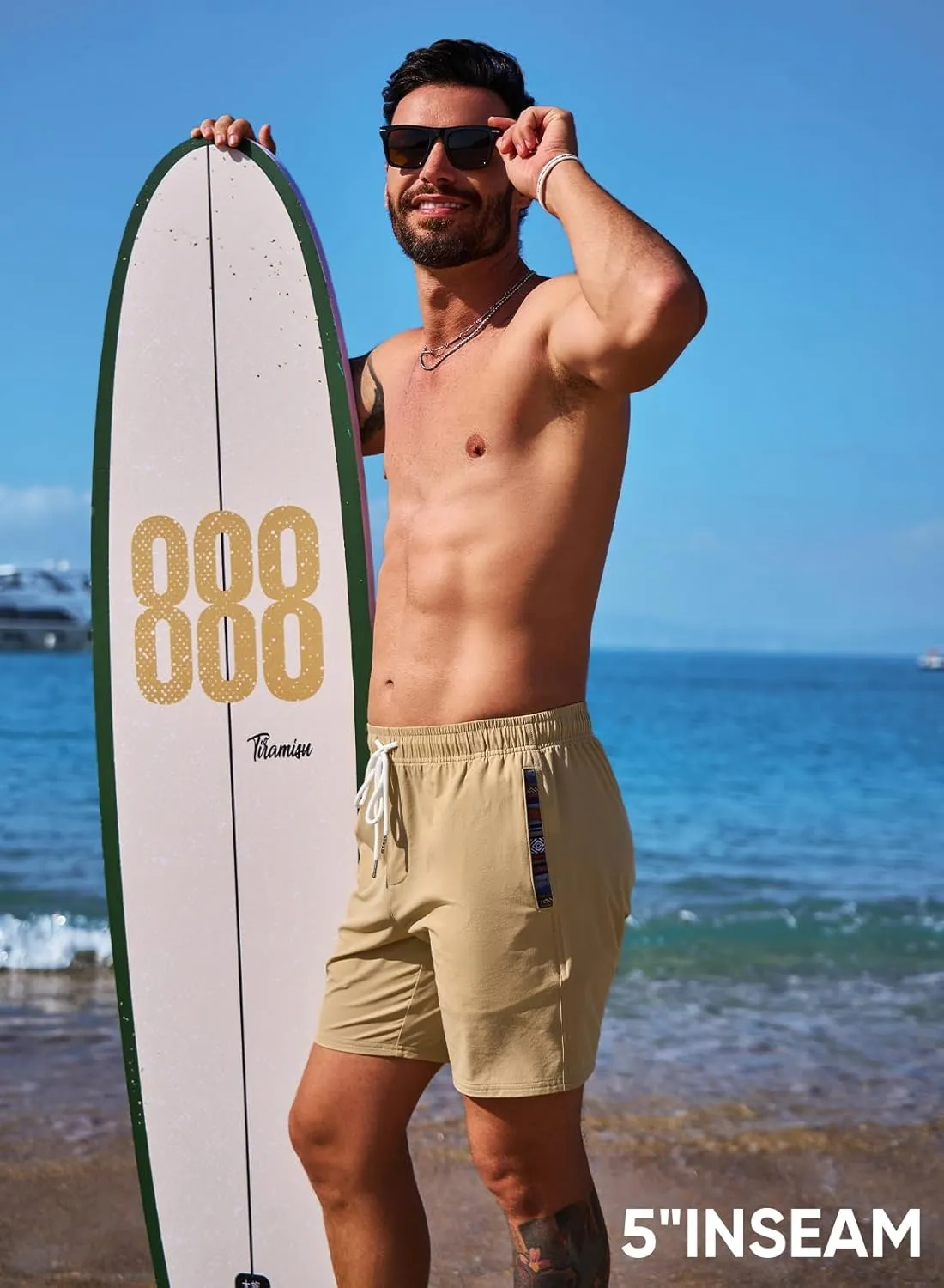 JMIERR Men's Casual Shorts 5"/ 7" Drawstring Summer Quick Dry Beach Stretch Waist Athletic Gym Short