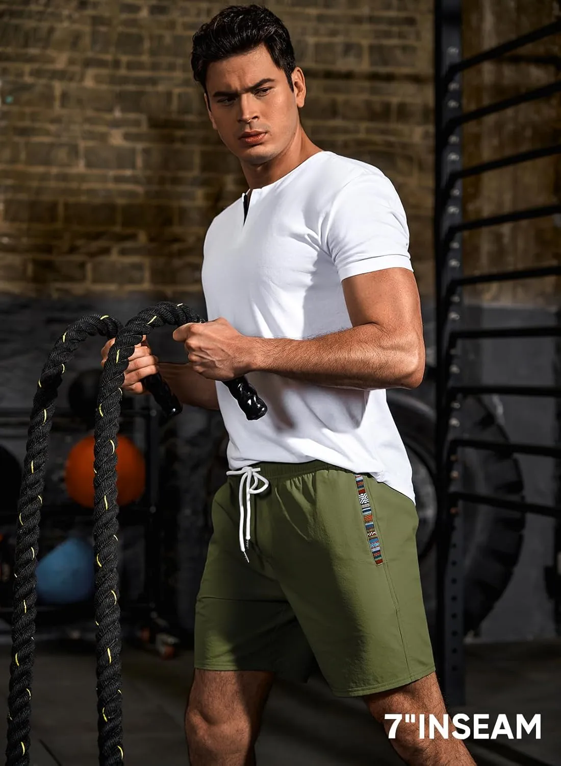JMIERR Men's Casual Shorts 5"/ 7" Drawstring Summer Quick Dry Beach Stretch Waist Athletic Gym Short
