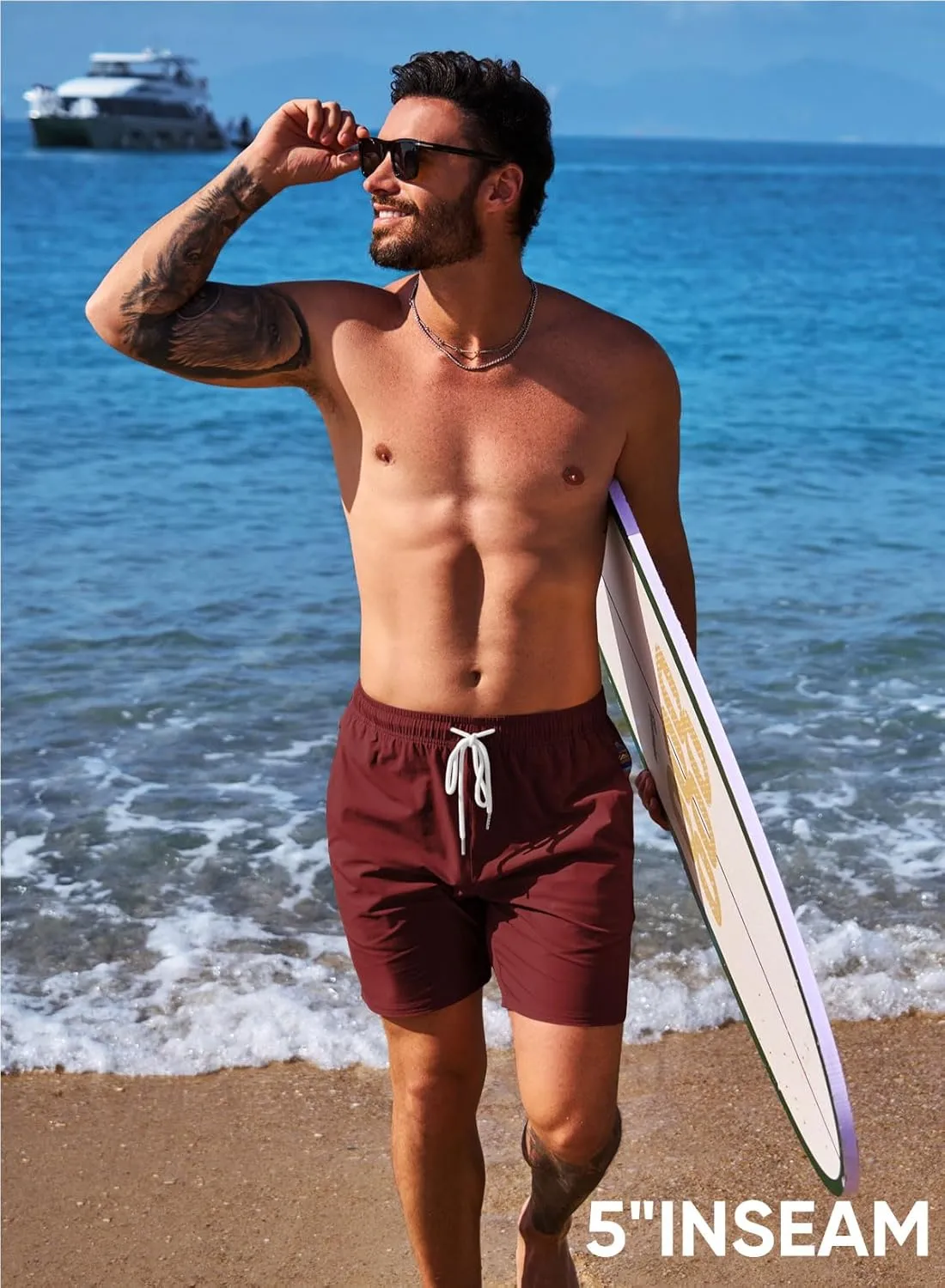 JMIERR Men's Casual Shorts 5"/ 7" Drawstring Summer Quick Dry Beach Stretch Waist Athletic Gym Short