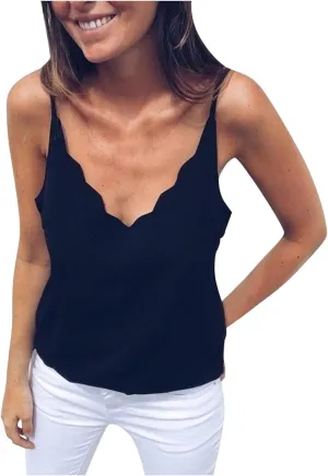 JOAU Women's Tank Tops 2023 V Neck Adjustable Spaghetti Strap Camisole Summer Basic Blouse Casual Comfy Camis Plus Size