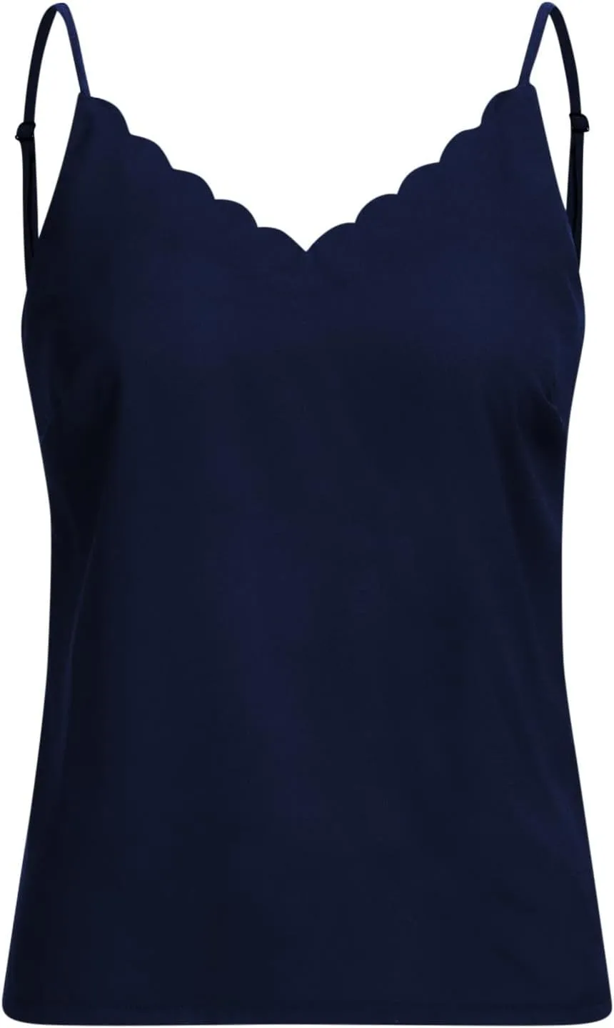 JOAU Women's Tank Tops 2023 V Neck Adjustable Spaghetti Strap Camisole Summer Basic Blouse Casual Comfy Camis Plus Size
