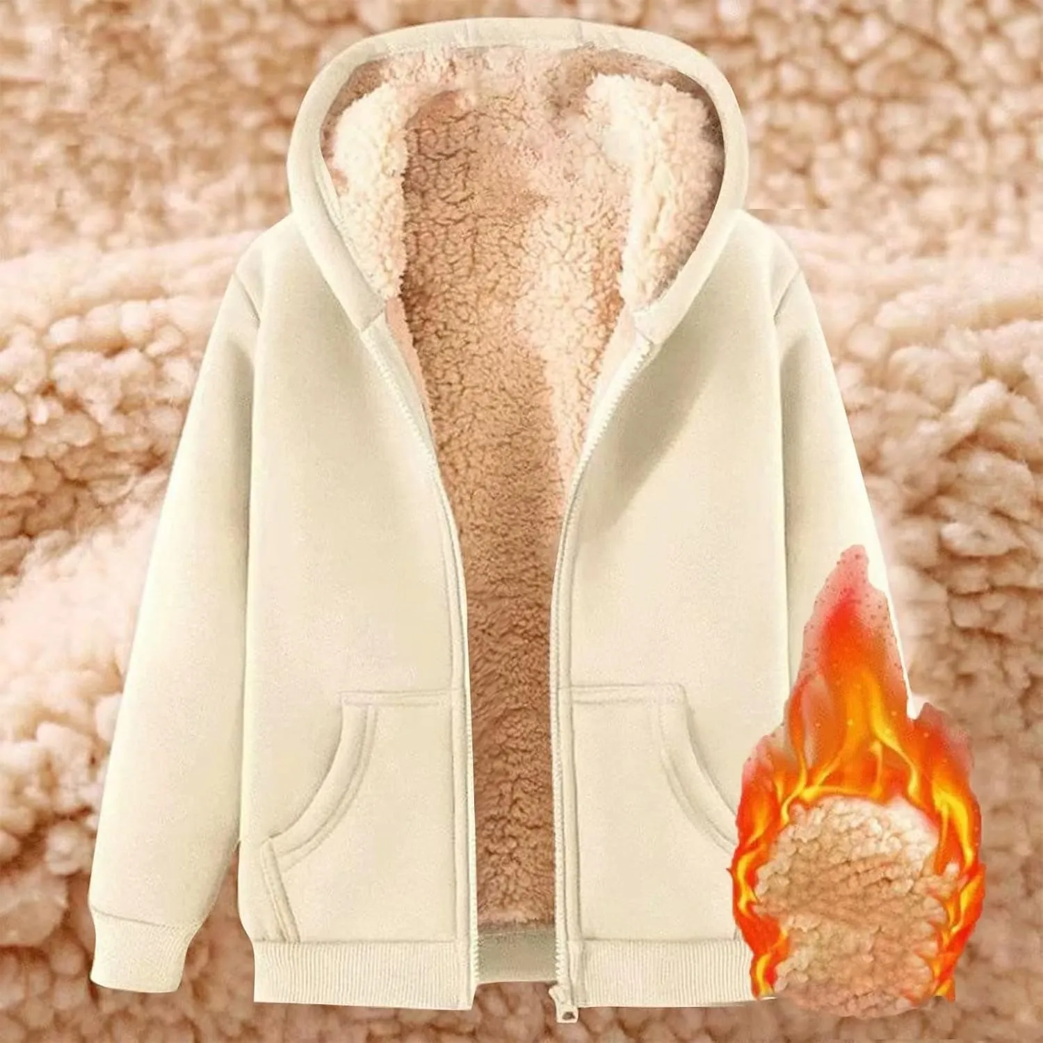 JOFOW zip up hoodie women cropped sweatshirt trendy queen hoodie womens fleece zip up jacket