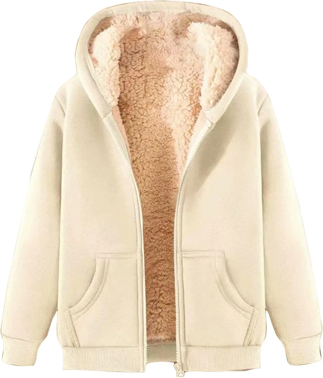 JOFOW zip up hoodie women cropped sweatshirt trendy queen hoodie womens fleece zip up jacket