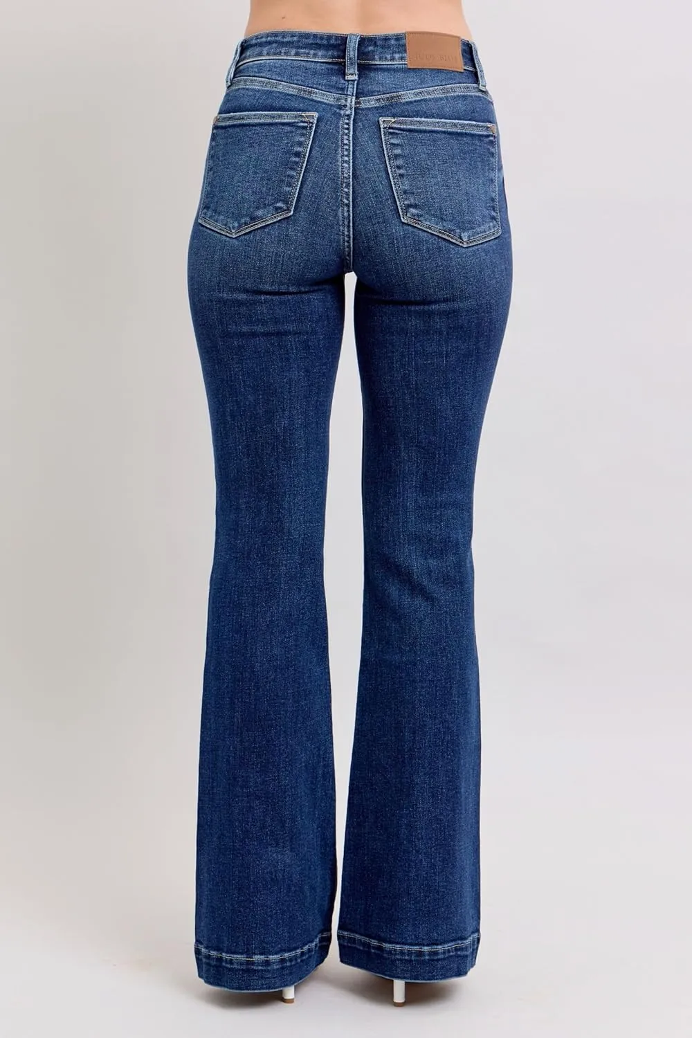 Judy Blue High-Waisted Trouser Flare Jeans – Tailored, Stretchy, and Timelessly Stylish Denim - 82637