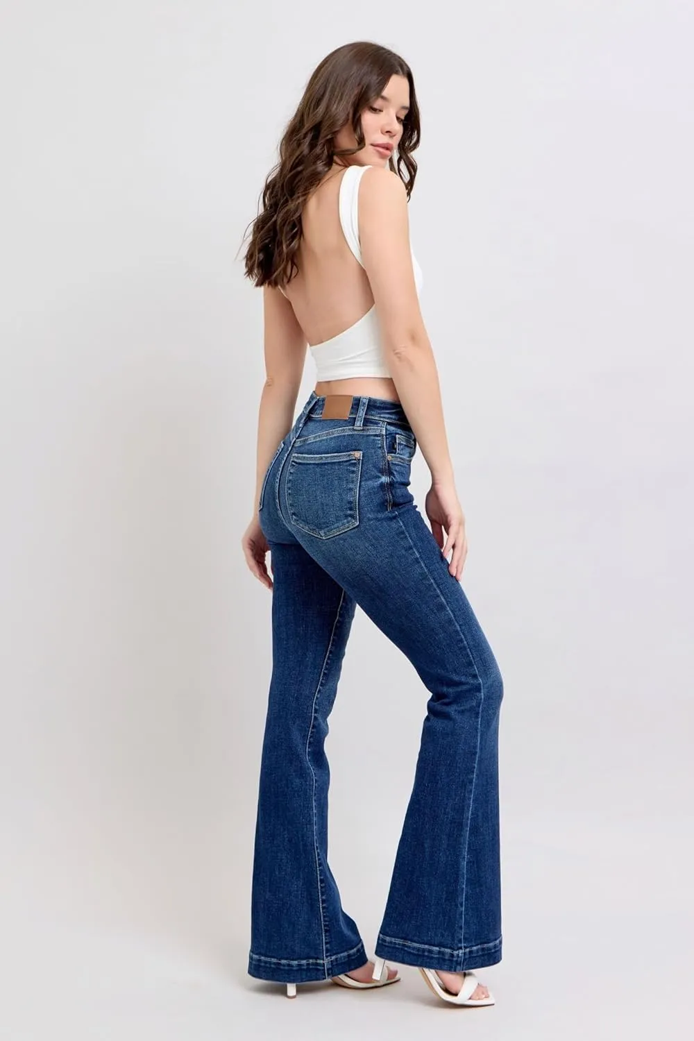 Judy Blue High-Waisted Trouser Flare Jeans – Tailored, Stretchy, and Timelessly Stylish Denim - 82637