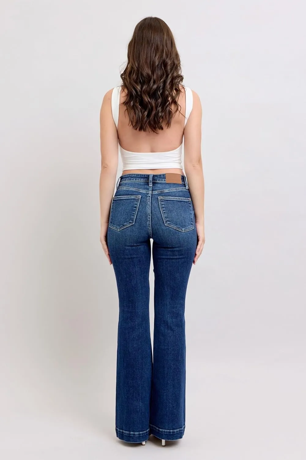Judy Blue High-Waisted Trouser Flare Jeans – Tailored, Stretchy, and Timelessly Stylish Denim - 82637