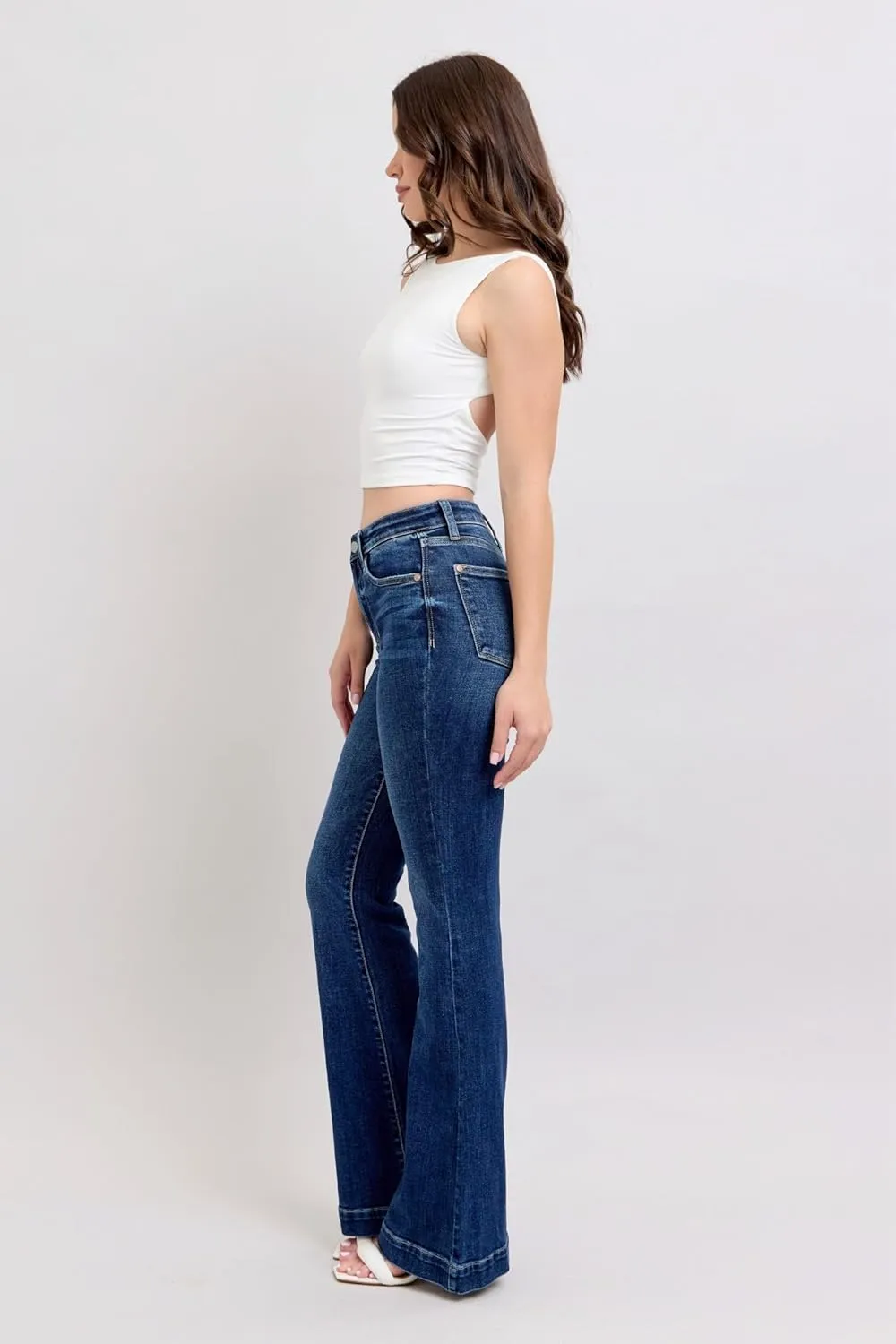 Judy Blue High-Waisted Trouser Flare Jeans – Tailored, Stretchy, and Timelessly Stylish Denim - 82637