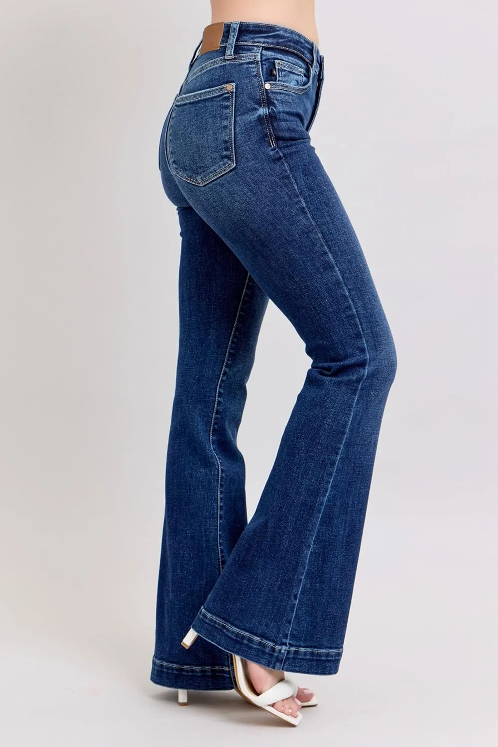 Judy Blue High-Waisted Trouser Flare Jeans – Tailored, Stretchy, and Timelessly Stylish Denim - 82637