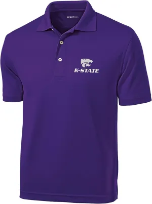 Kansas State University Men's Short Sleeve Performance Polo with K-State Powercat Logo