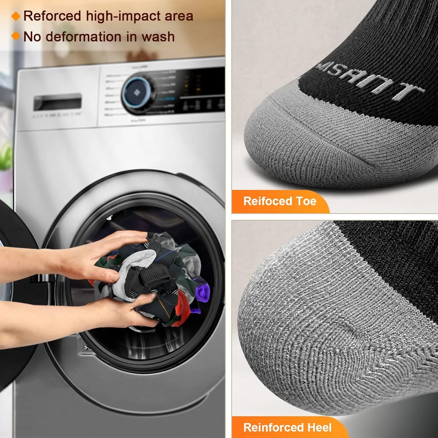 KEMISANT Men Sports Socks 6Pairs, Compression Crew Work Socks Cushioned for Men-Arch Compression Support