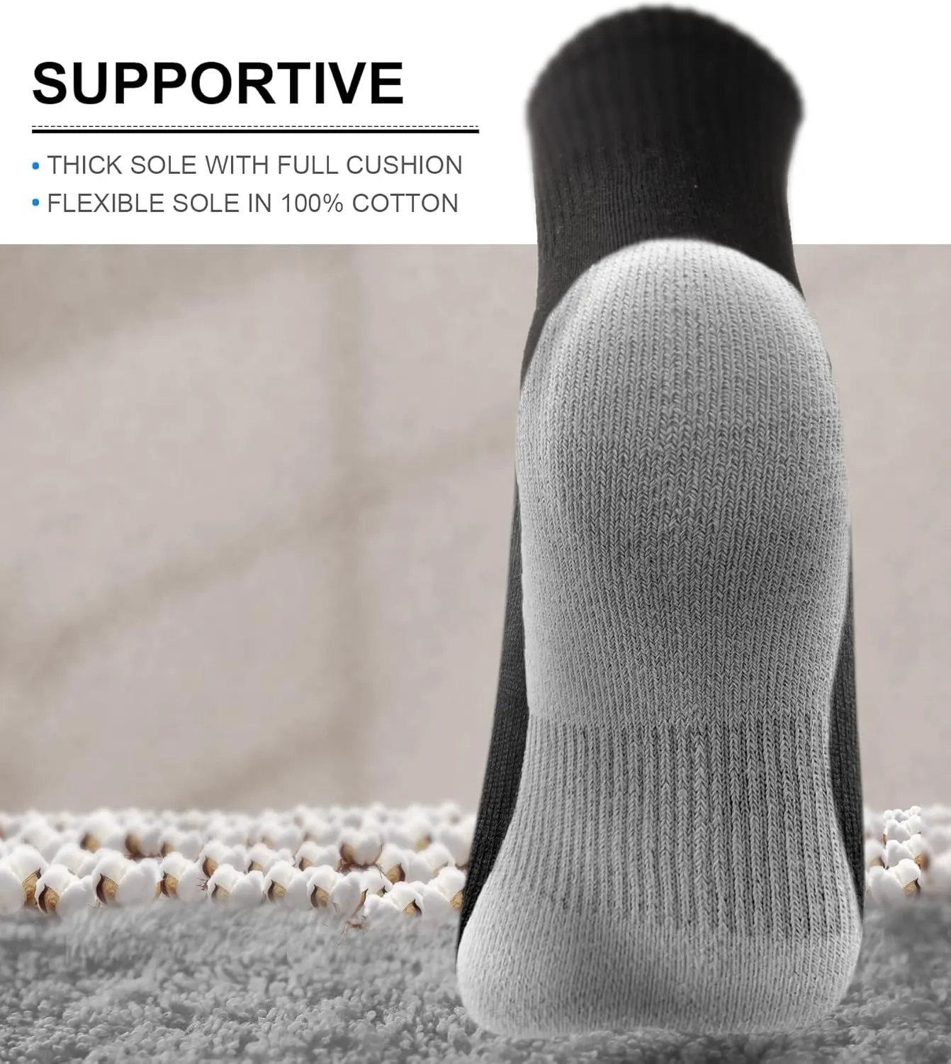 KEMISANT Men Sports Socks 6Pairs, Compression Crew Work Socks Cushioned for Men-Arch Compression Support