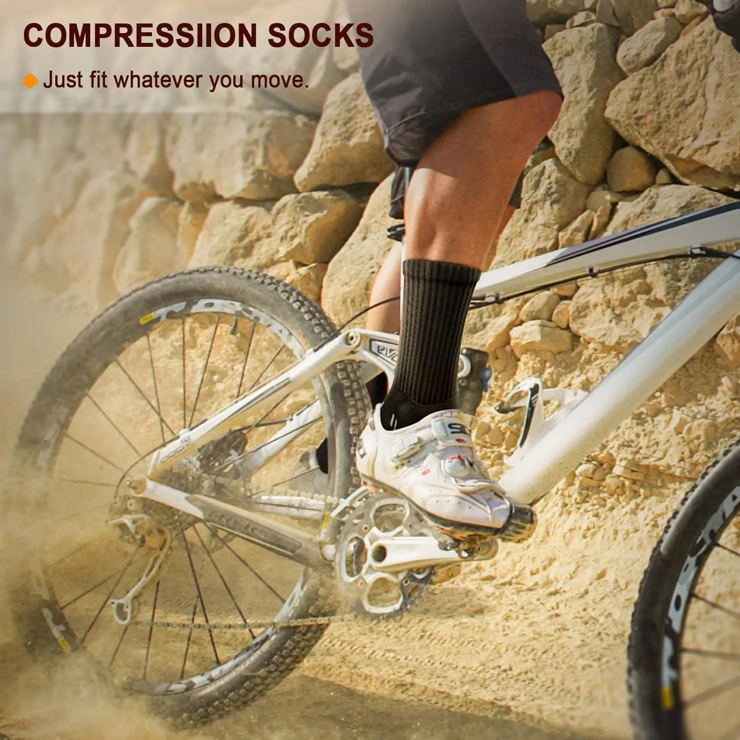KEMISANT Men Sports Socks 6Pairs, Compression Crew Work Socks Cushioned for Men-Arch Compression Support