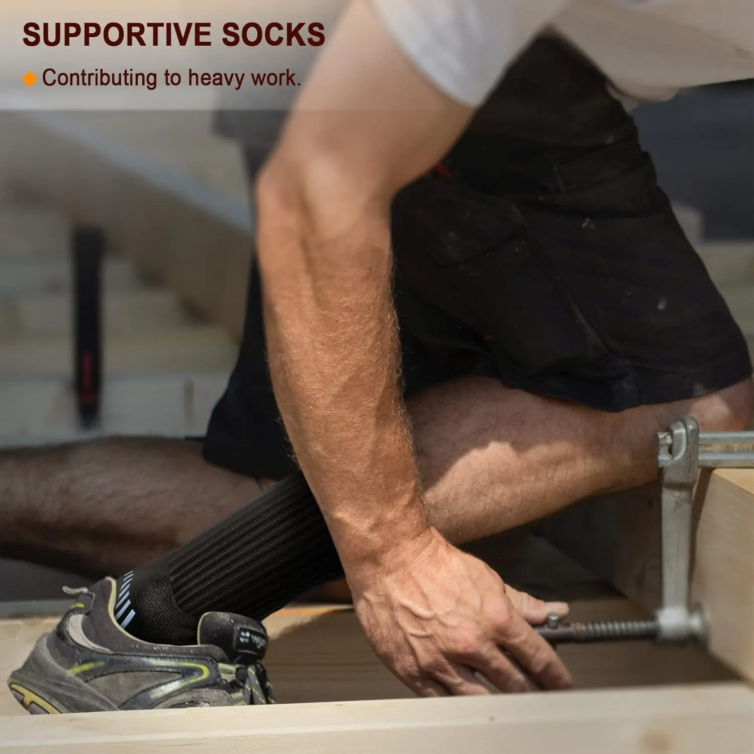 KEMISANT Men Sports Socks 6Pairs, Compression Crew Work Socks Cushioned for Men-Arch Compression Support