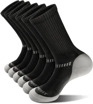 KEMISANT Men Sports Socks 6Pairs, Compression Crew Work Socks Cushioned for Men-Arch Compression Support