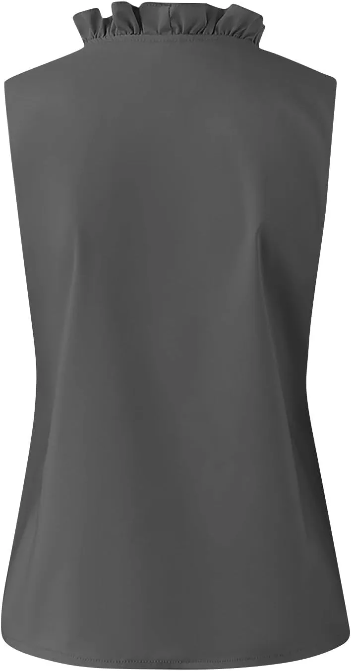 KIKX0DE Womens Sleeveless Ruffle Peplum Front Tank Tops Casual Summer V Neck Shirts