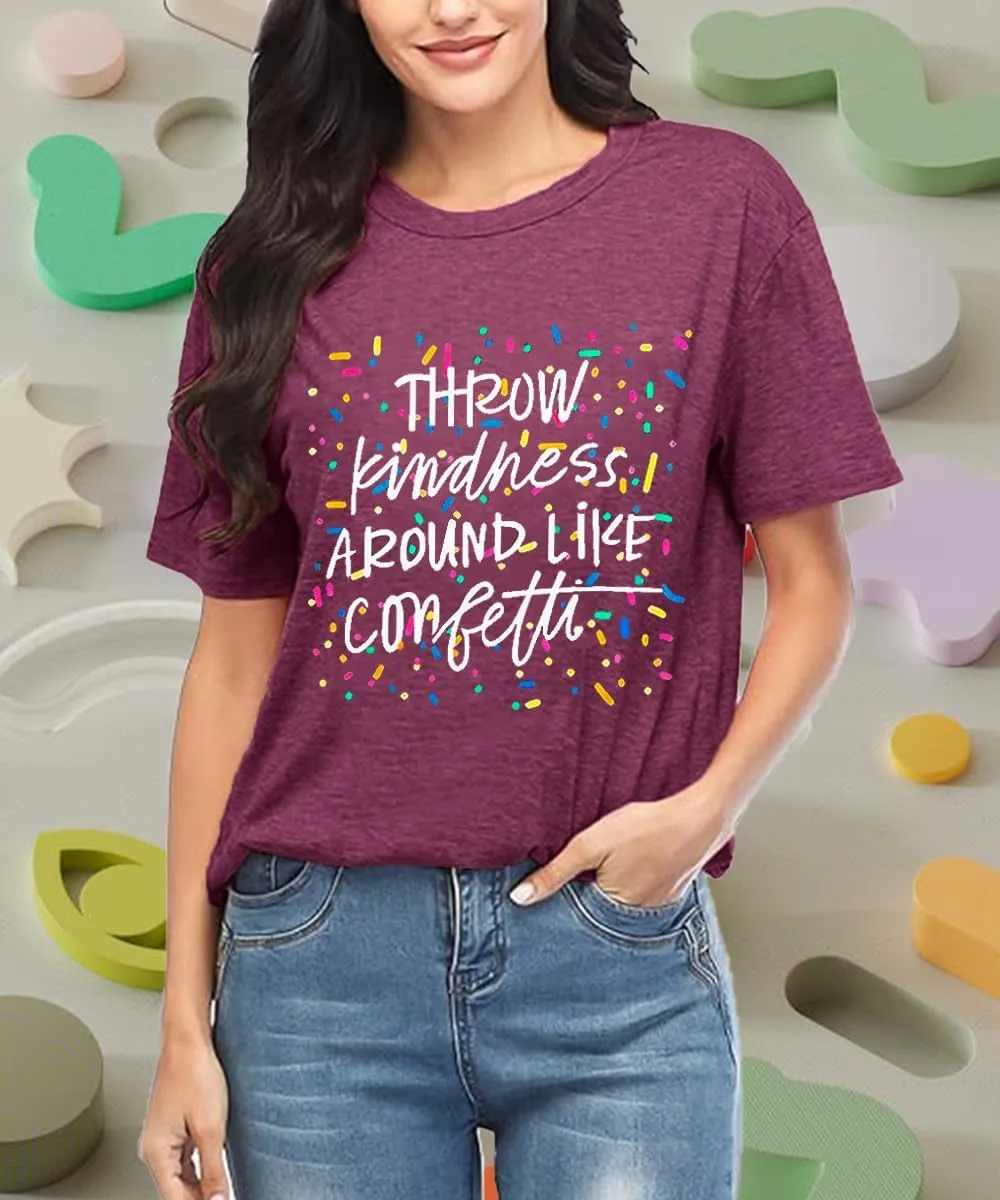 Kindness Shirts for Women Casual Graphic Tees Funny Inspirational T Shirt Teacher Tees Tops